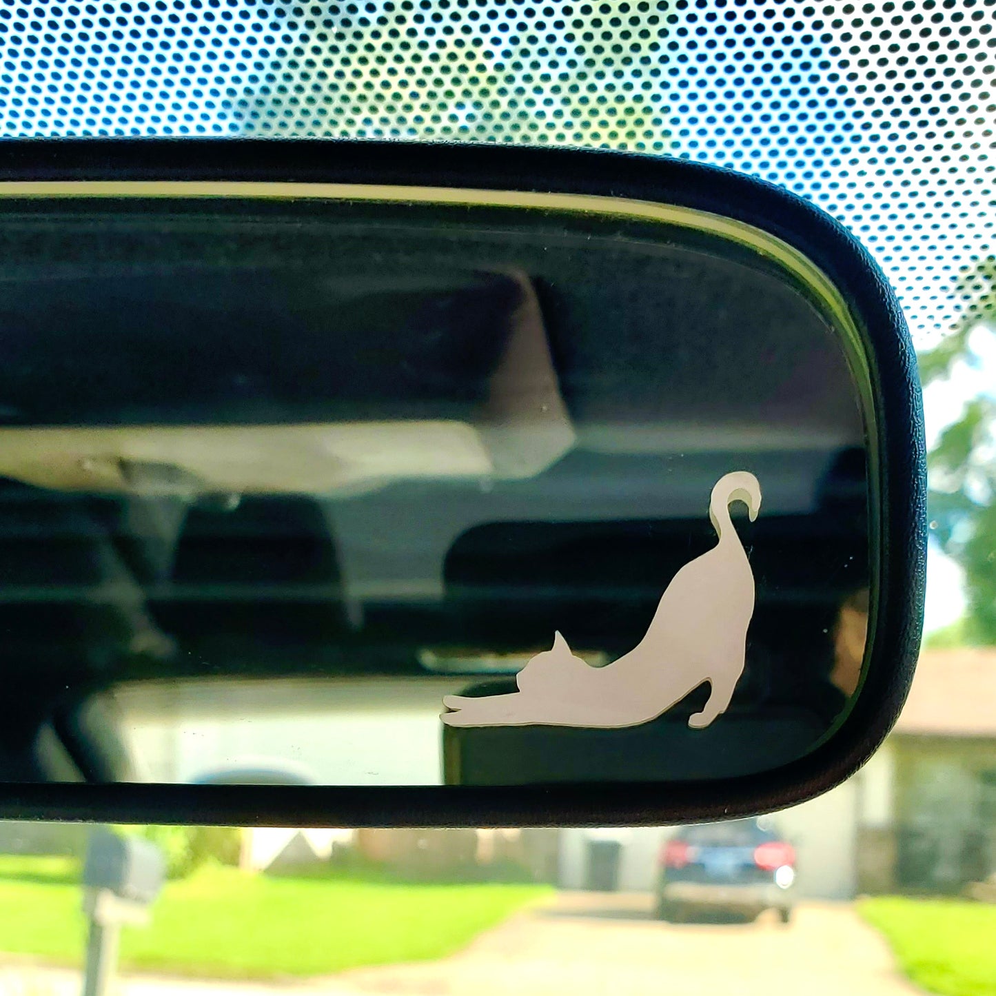 Cat Stretch Rear View Mirror Vinyl Decal