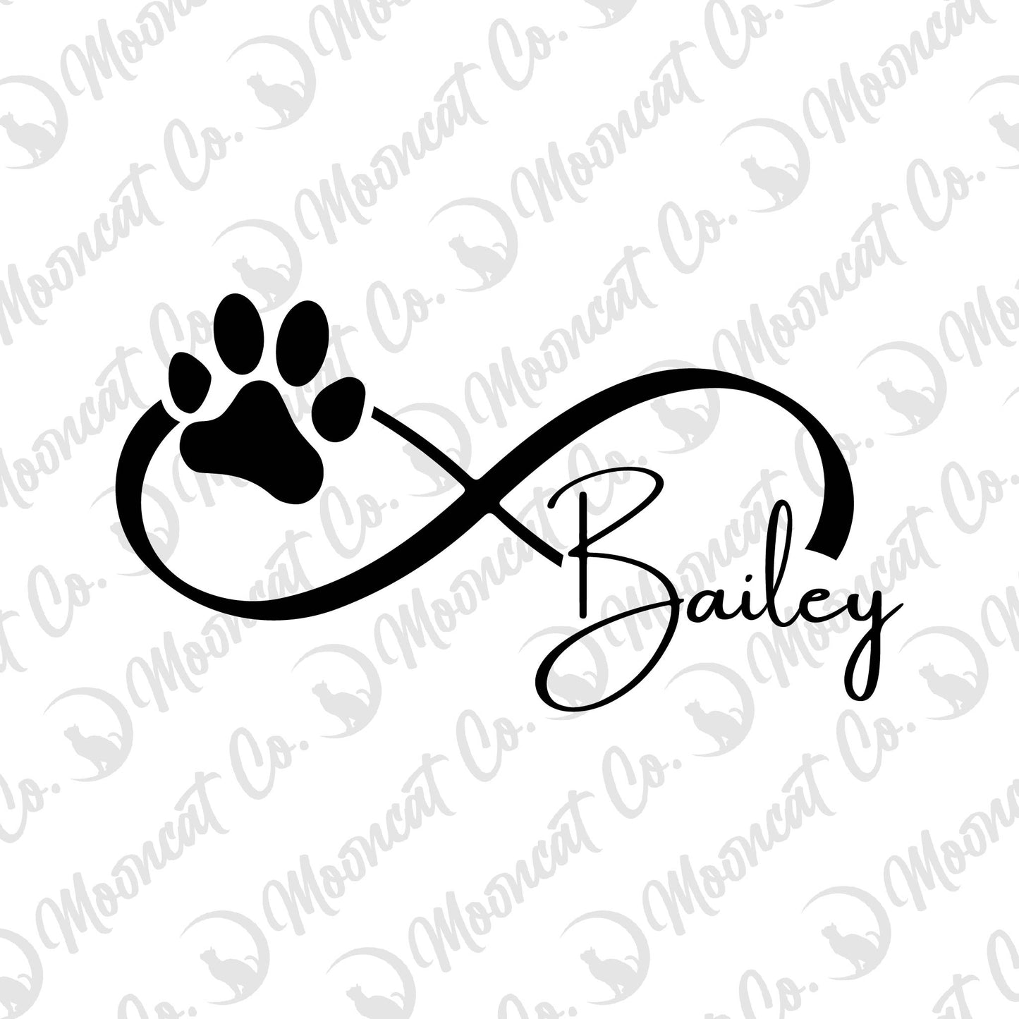 Custom Name Infinity with Paw Print Vinyl Decal