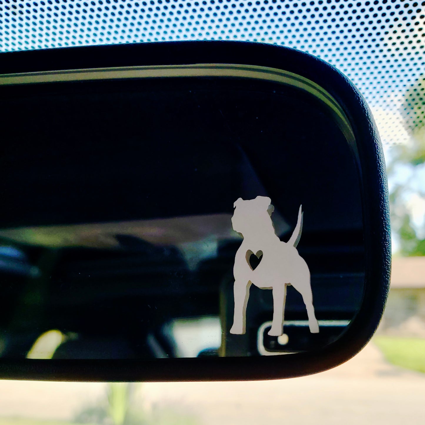 Pit Bull Love Rear View Mirror Vinyl Decal