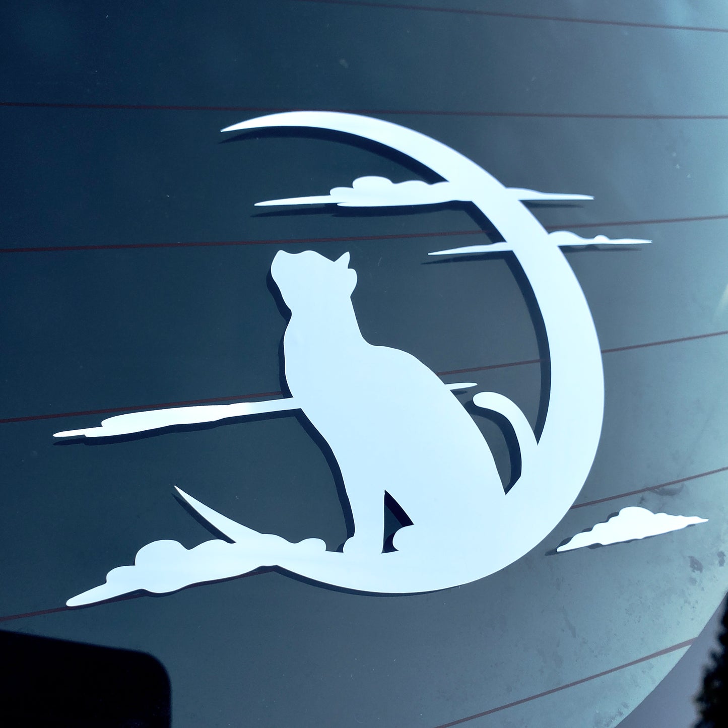 Moon Clouds Cat Vinyl Decal