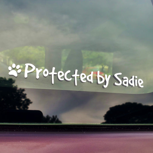 Protected By [Dog’s Name] Custom Vinyl Decal