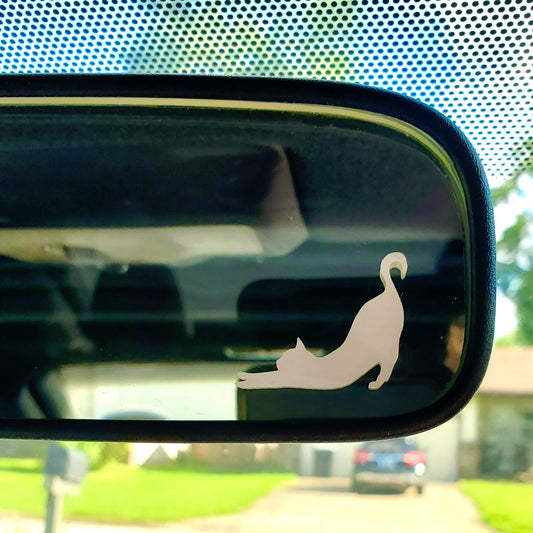 Cat Stretch Rear View Mirror Vinyl Decal