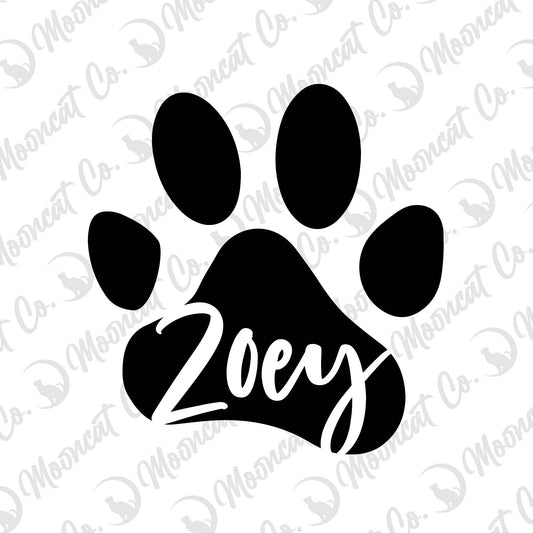 Custom Name Paw Print Vinyl Decal