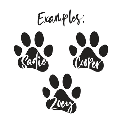 Custom Name Paw Print Vinyl Decal