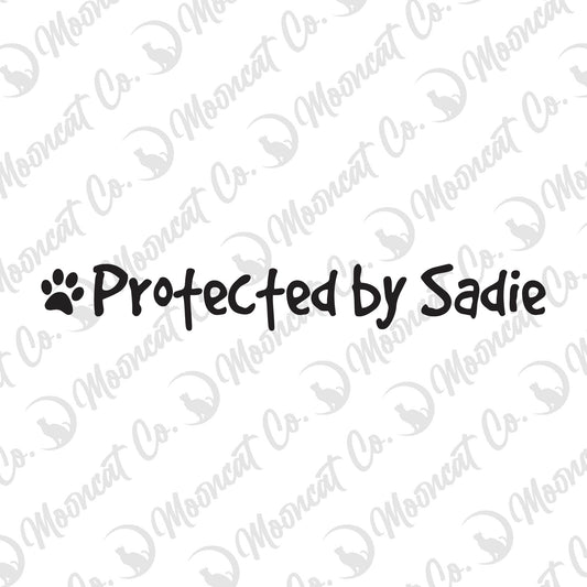 Personalized Protected By [Dog’s Name] Vinyl Decal