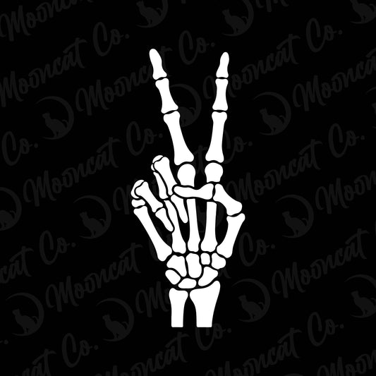Peace Sign Skeleton Hand Vinyl Decal
