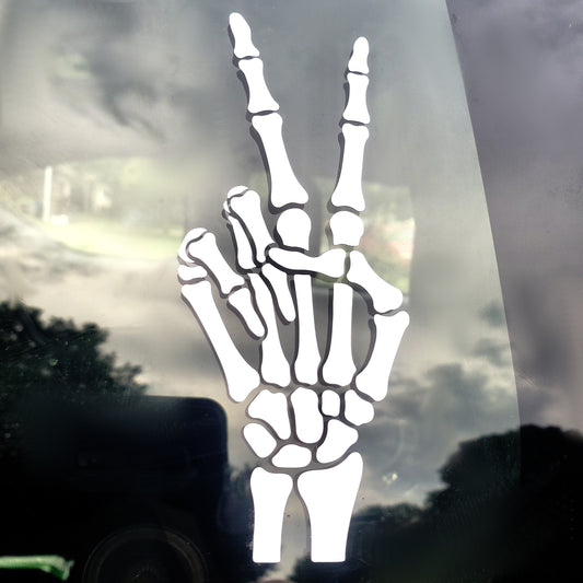 Peace Sign Skeleton Hand Vinyl Decal